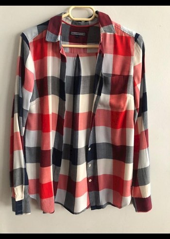 Düğmeli Uzun Kollu Ekose Kadın Gömlek - Görsel 6