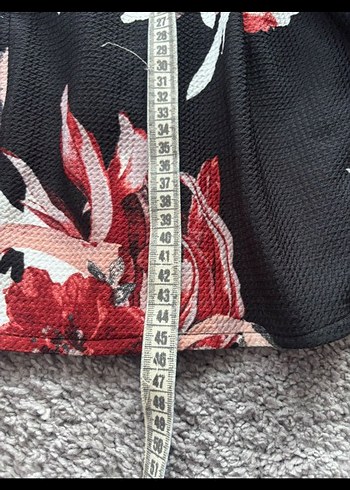 Bordo Çiçek Desenli Pilili Mini Etek - Görsel 5