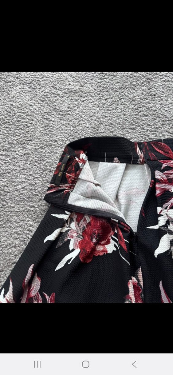 Bordo Çiçek Desenli Pilili Mini Etek - Görsel 3