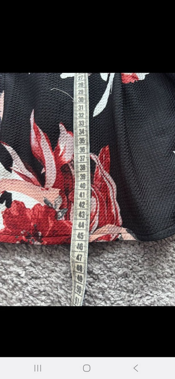 Bordo Çiçek Desenli Pilili Mini Etek - Görsel 5