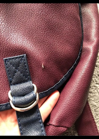 Bordo Deri Kadın Sırt Çantası - Görsel 5