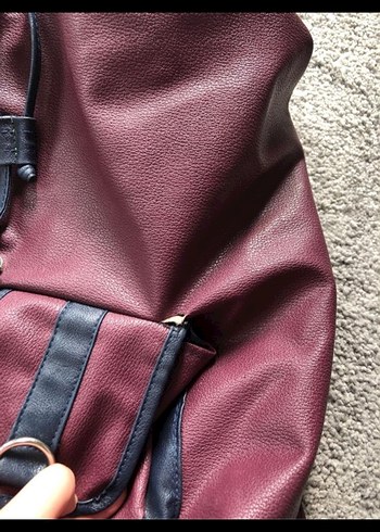 Bordo Deri Kadın Sırt Çantası - Görsel 4