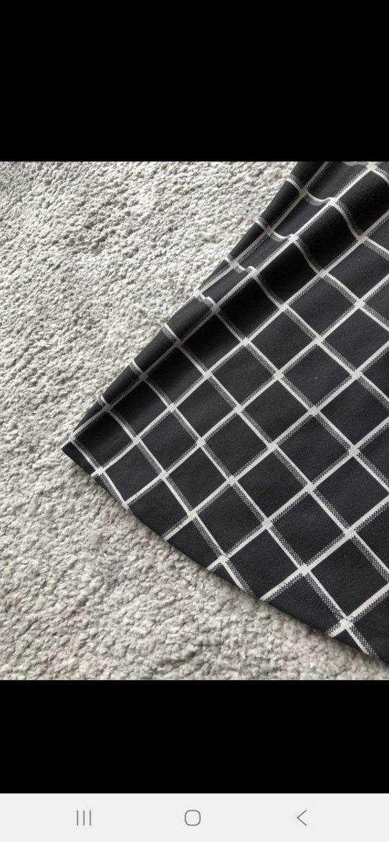 Uzun Kollu Siyah Kareli Midi Elbise - Görsel 3