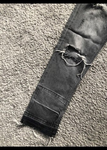 Gri Bol Kesim Kadın Kot Pantolon - Görsel 3