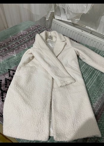 Beyaz Uzun Kadın Peluş Kaban - Görsel 2