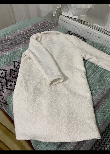 Beyaz Uzun Kadın Peluş Kaban - Görsel 3