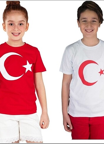 Türk bayragi baskılı çocuk tshirtu