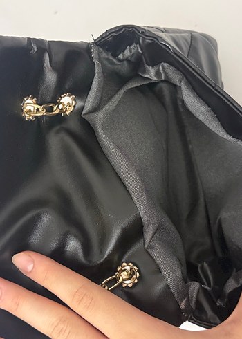 Zincir Detaylı Siyah Deri Kadın Çanta - Görsel 2