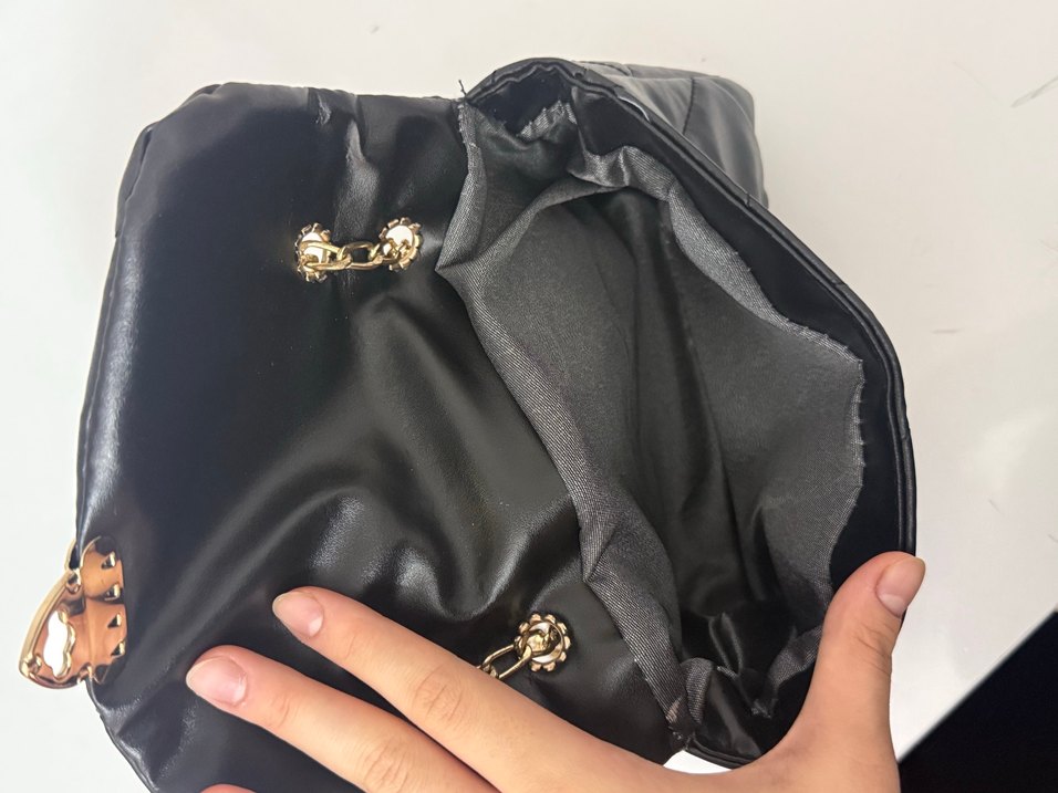 Zincir Detaylı Siyah Deri Kadın Çanta - Görsel 2