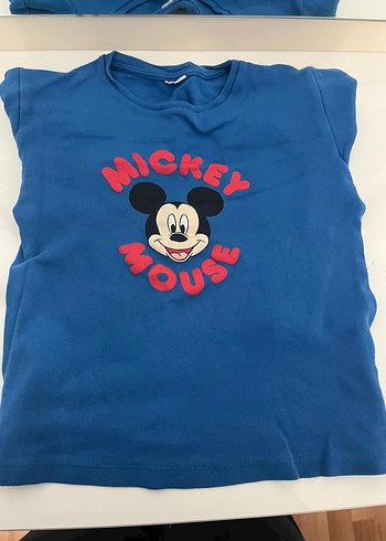 Mavi Mickey Mouse Baskılı Erkek Tişört