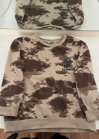 7 Yaş Beden Erkek Çocuk Bağlama Desenli Rahat Sweatshirt 6 ,7 yas