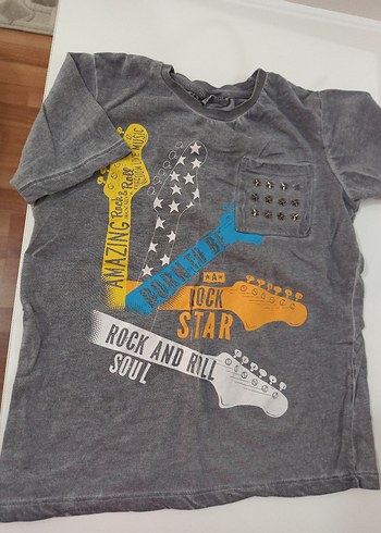 Gri Rock Punk Baskılı Erkek Tişört
