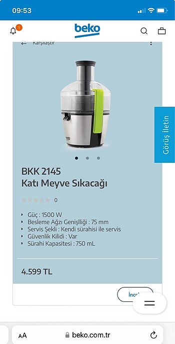 Beko Katı Meyve Sıkacağı