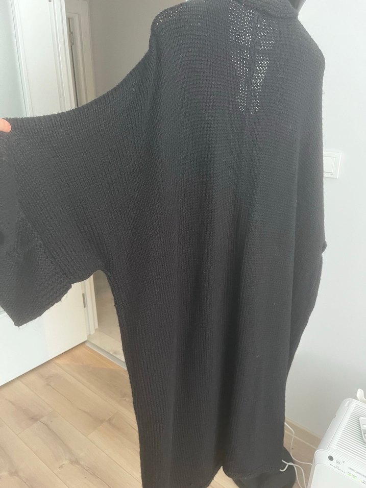 Siyah Uzun Kollu Triko Kadın Hırka - Görsel 2