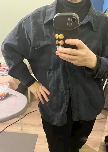 Düğmeli Siyah ince Kadın Gömlek - Görsel 6