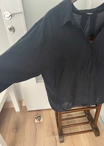 Düğmeli Siyah ince Kadın Gömlek - Görsel 3