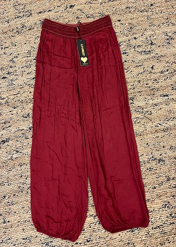 Bordo Bol Kesim Kadın Şalvar Pantolon - Görsel 7