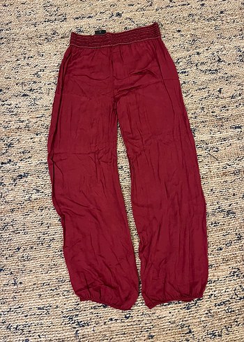 Bordo Bol Kesim Kadın Şalvar Pantolon - Görsel 5