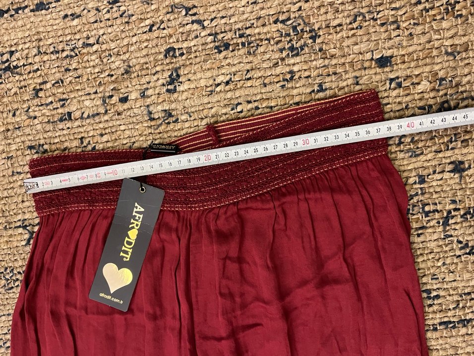 Bordo Bol Kesim Kadın Şalvar Pantolon - Görsel 2