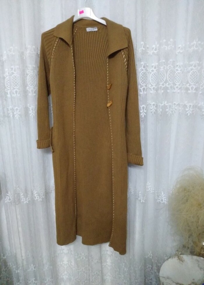 Hırka tiriko uzun ceket kaban - Görsel 3