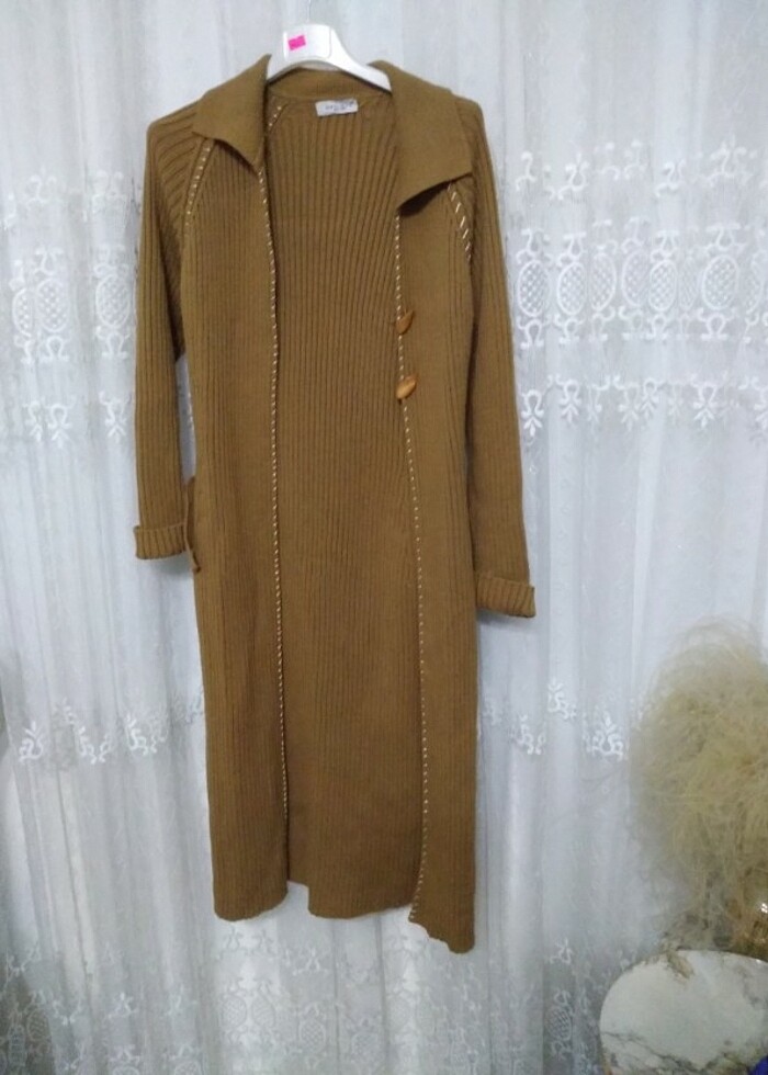 Hırka tiriko uzun ceket kaban - Görsel 4