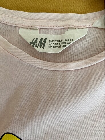 7 Yaş Beden H&M 6/8 yaş kız çocuk tshirt