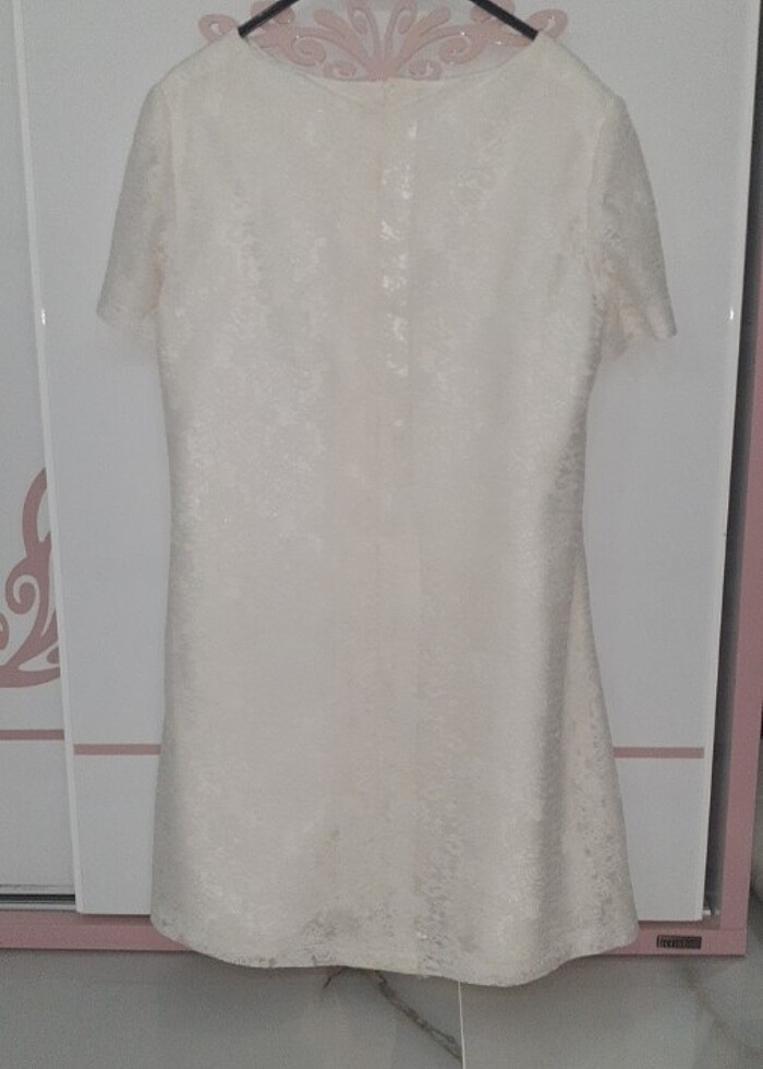 Krem Mini Elbise  - Görsel 4