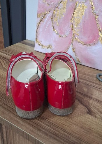 Kız Çocuk Kırmızı Fiyonk Detaylı Babet - Görsel 2