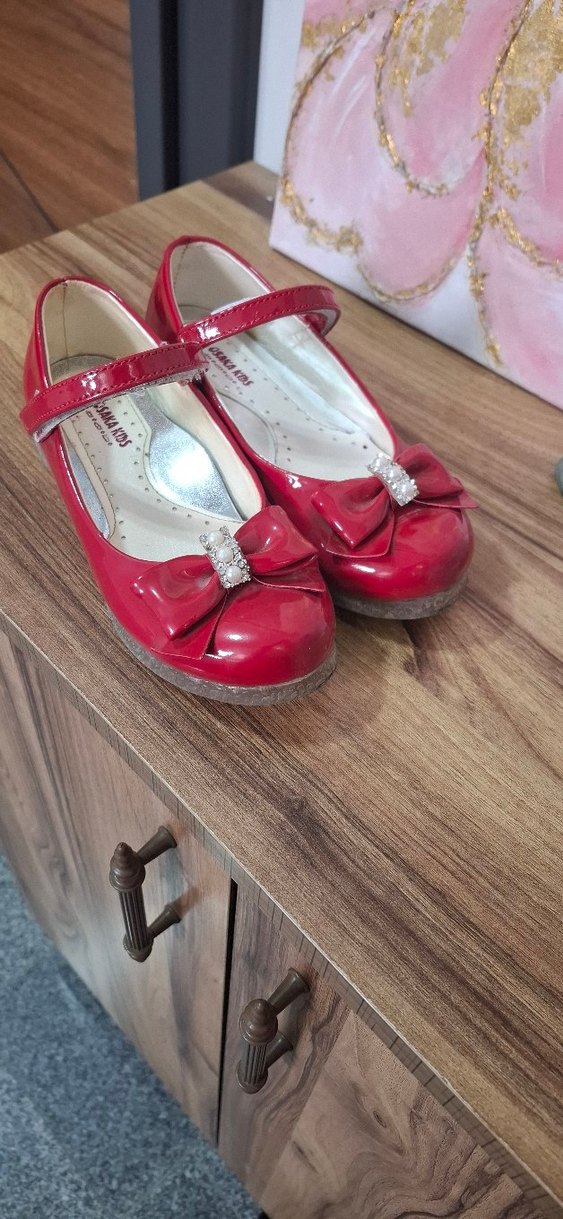 Kız Çocuk Kırmızı Fiyonk Detaylı Babet - Görsel 3