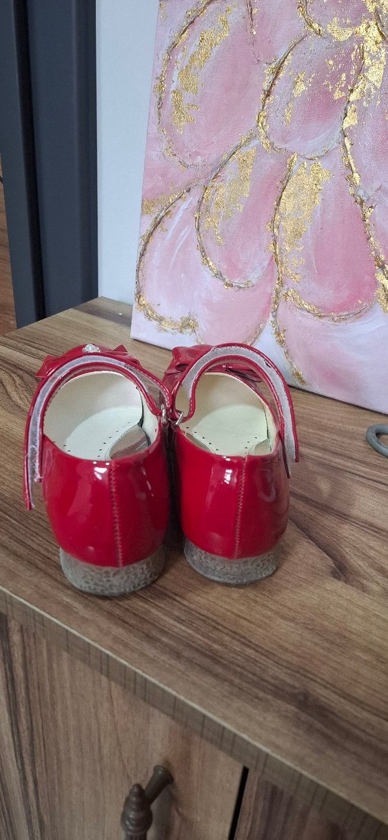 Kız Çocuk Kırmızı Fiyonk Detaylı Babet - Görsel 2