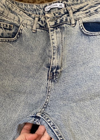 Kadın Mavi Yıkamalı Salaş Jean - Görsel 4