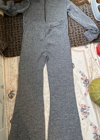 Gri Uzun Kollu Yüksek Yakalı Kadın Triko - Görsel 3