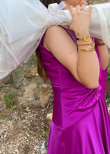 Abiye fuşya Dökümlü Abiye Elbise