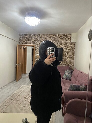 m Beden Siyah peluş mont MANUKA