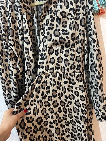 s Beden çeşitli Renk Zara leopar elbise