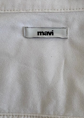 l Beden Kadın Beyaz Düğmeli Midi Denim Ceket