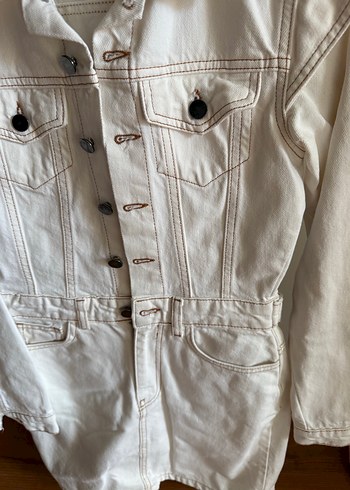 Diğer NEW IN Düğmeli Beyaz Denim Kadın Ceket