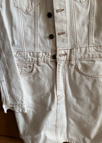 34 Beden NEW IN Düğmeli Beyaz Denim Kadın Ceket