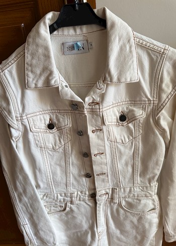 NEW IN Düğmeli Beyaz Denim Kadın Ceket