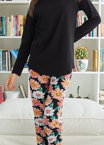 l Beden siyah Renk Kadın pijama takımı
