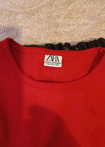 Kız Çocuk Kırmızı Uzun Kollu Fırfırlı Tişört - Görsel 2