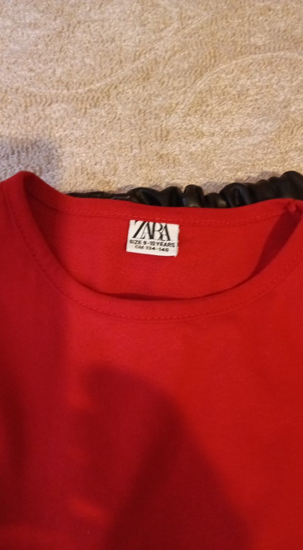 Kız Çocuk Kırmızı Uzun Kollu Fırfırlı Tişört - Görsel 2