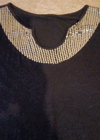 Siyah Payetli Hamile Tişörtü - Görsel 2