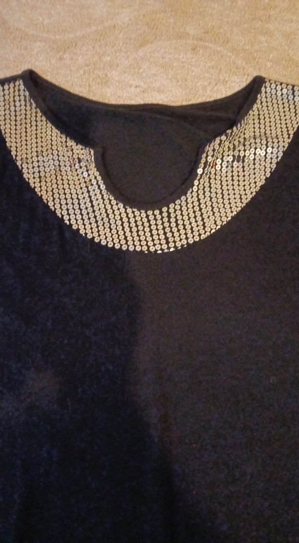 Siyah Payetli Hamile Tişörtü - Görsel 2