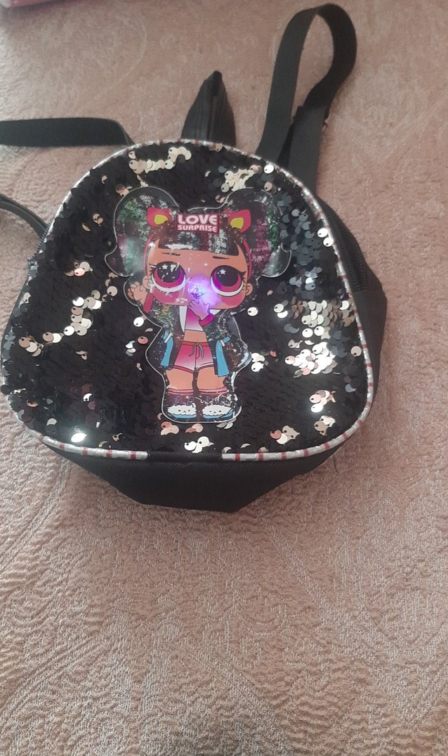 Siyah Payetli Kız Çocuk Sırt Çantası - Görsel 2