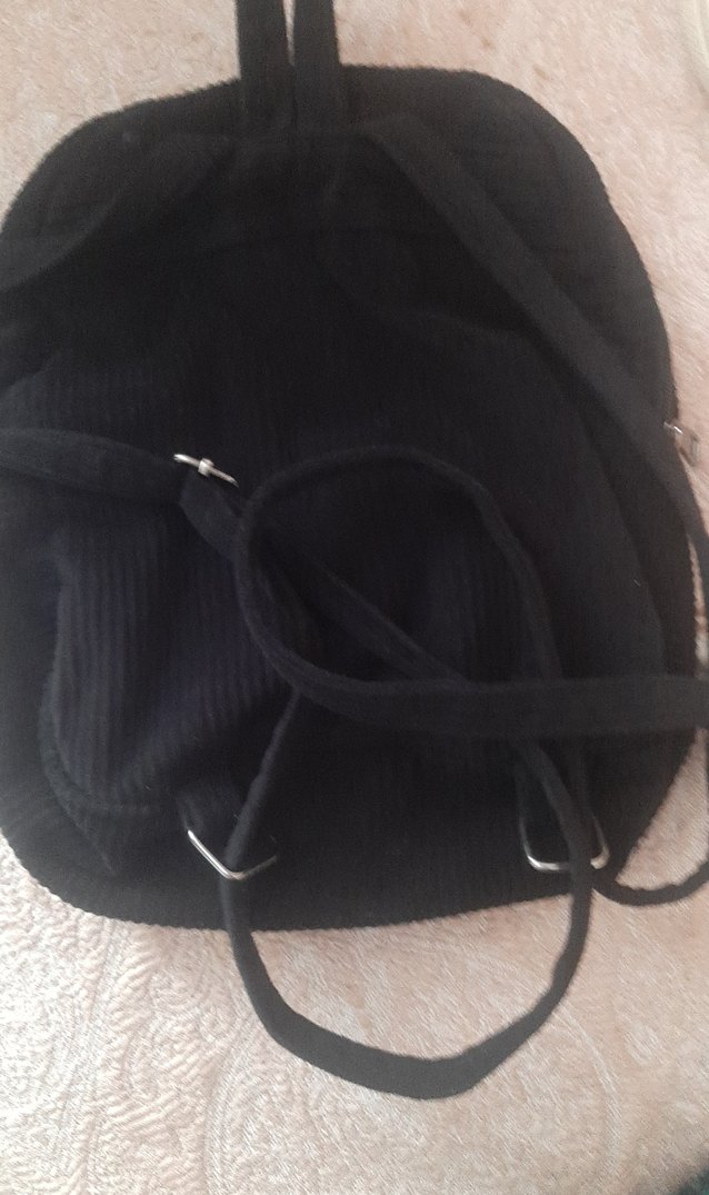 Siyah Süet Fermuarlı Kadın Sırt Çantası - Görsel 4