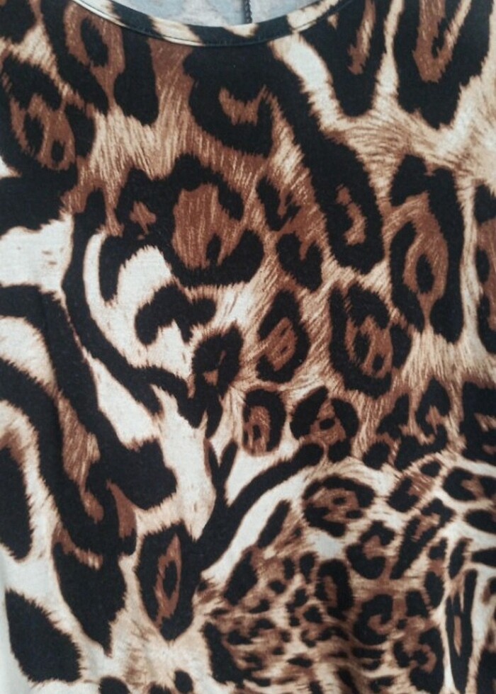 Leopar desenli penye elbise  - Görsel 3