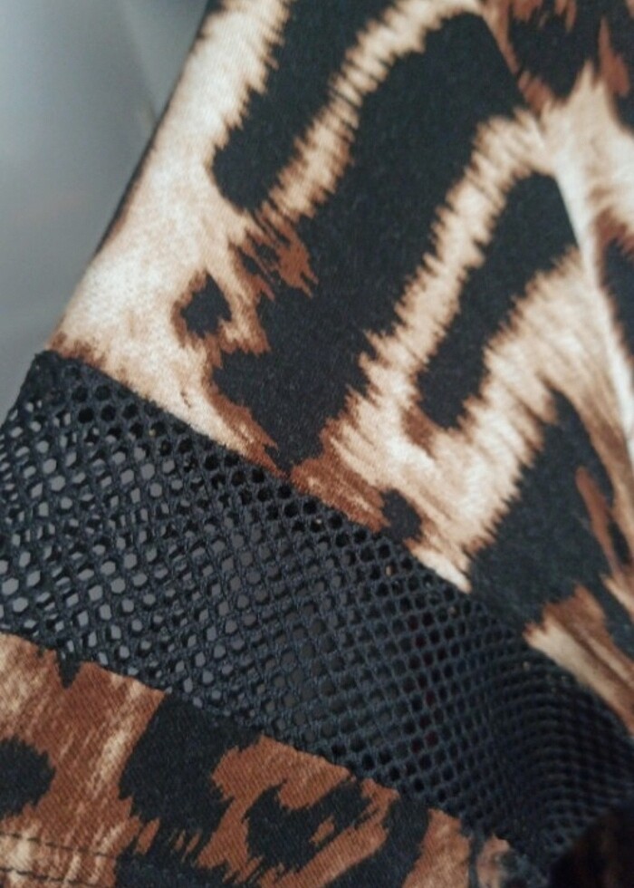 Leopar desenli penye elbise  - Görsel 5