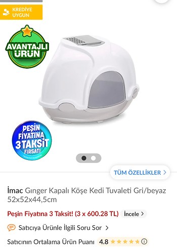 Imac marka Pembe Kapaklı Gri Kedi Tuvalet Kabı ve Kürek
