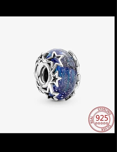 Lacivert yıldızlı murano Pandora charm